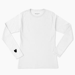 Black Valentine Heart On Your Sleeve Unisex Long Sleeved T-Shirt - White
