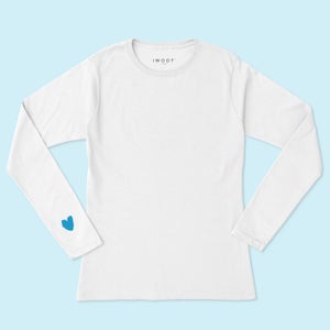 Blue Valentine Heart On Your Sleeve Unisex Long Sleeved T-Shirt - White