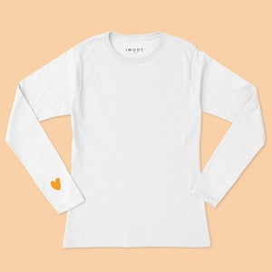 Yellow Valentine Heart On Your Sleeve Unisex Long Sleeved T-Shirt - White