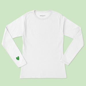 Green Valentine Heart On Your Sleeve Unisex Long Sleeved T-Shirt - White