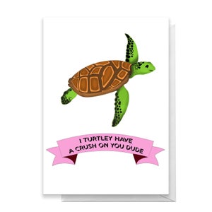 I Turtley Have A Crush On You Dude Greetings Card