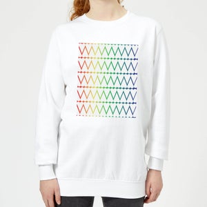 White Hearts On Rainbow Background Women's Sweatshirt - White