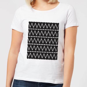 Black Love Heart Pattern Women's T-Shirt - White