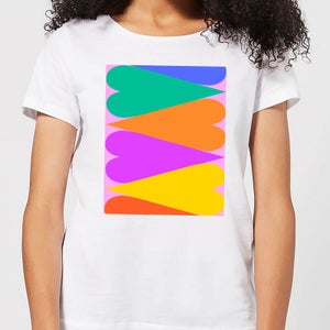 Large Rainbow Hearts Women's T-Shirt - White