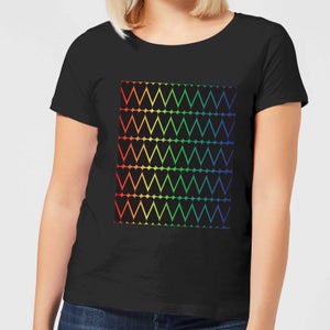 Mini Heart Print On Rainbow Women's T-Shirt - Black