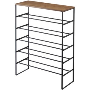 Yamazaki Tower 6 Tier Shoe Rack with Shelf - Black