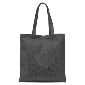 Monochrome Flowers Tote Bag - Grey