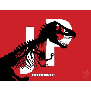 Jurassic Park Original Logo Screenprint with Letterpress by Chip Kidd - Red