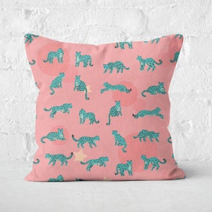 Cosmic Leopard Square Cushion