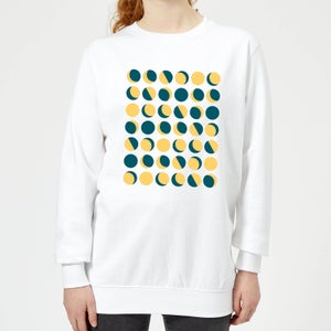 Moon Phase Pattern Women's Sweatshirt - White