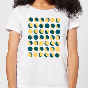 Moon Phase Pattern Women's T-Shirt - White