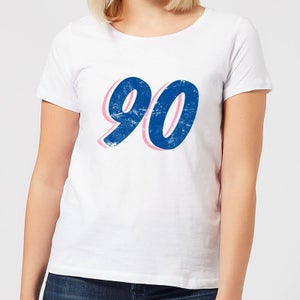 90 Distressed Women's T-Shirt - White
