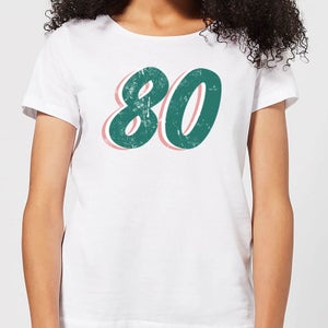 80 Distressed Women's T-Shirt - White