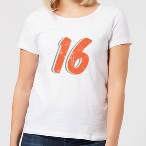 16 Distressed Women's T-Shirt - White