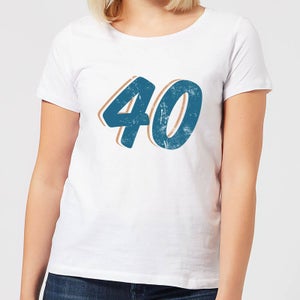 40 Distressed Women's T-Shirt - White