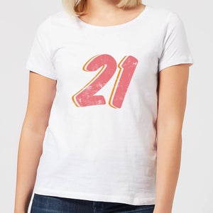 21 Distressed Women's T-Shirt - White