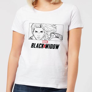 T-Shirt Black Widow Line Drawing - Bianco - Donna