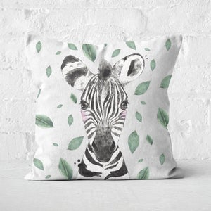 Zebra And Leaves Square Cushion