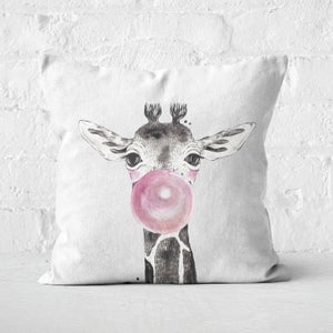 Bubblegum Giraffe Square Cushion