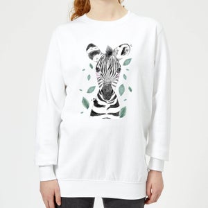 Zebra And Leaves Women's Sweatshirt - White