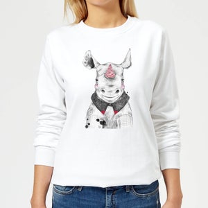 Clown Rhino Women's Sweatshirt - White