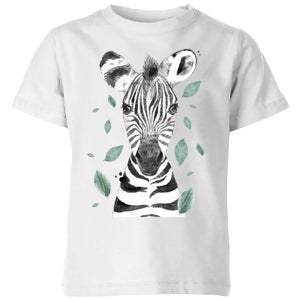 Zebra And Leaves Kids' T-Shirt - White