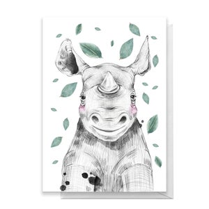 Rhino Leaves Greetings Card