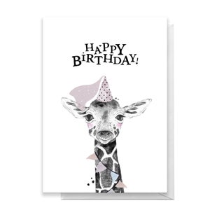Happy Birthday Giraffe Hat Greetings Card