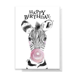 Happy Birthday Zebra Greetings Card