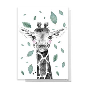 Giraffe Leaves Greetings Card