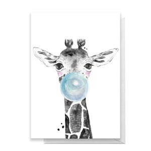Giraffe Blue Bubblegum Greetings Card