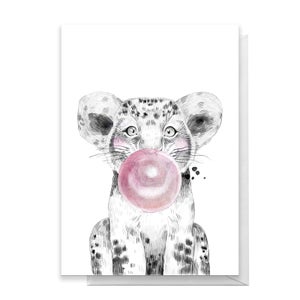 Lion Cub Pink Bubblegum Greetings Card