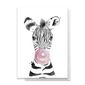 Zebra Pink Bubblegum Greetings Card