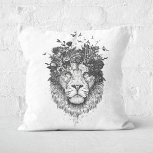 Floral Lion Black & White Cushion Square Cushion