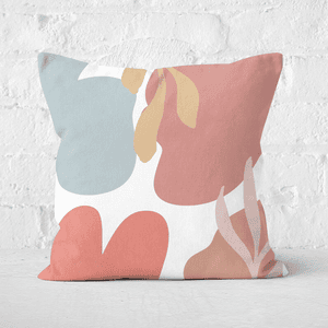 Pressed Flowers Abstract Clouds And Leaves Square Cushion