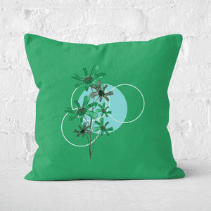 Pressed Flowers Cool Tones Flowers and Circles Square Cushion