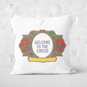 Pressed Flowers Welcome To The Circus Wide Emblem Square Cushion