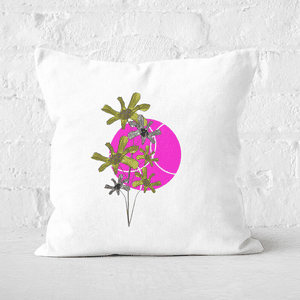 Pressed Flowers Hot Tone Flowers And Circles Square Cushion