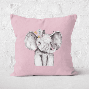 Pressed Flowers Indie Elephant Square Cushion
