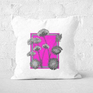 Pressed Flowers Hot Tones Framed Sketched Flowers Square Cushion