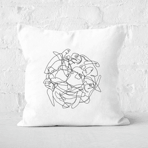 Pressed Flowers Turtle Scribbles Square Cushion