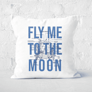 Fly Me To The Moon Blue Print Square Cushion