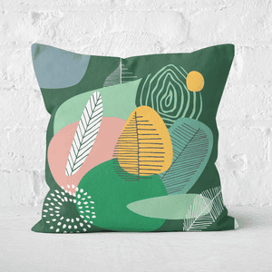 Earth Friendly Abstract Leaves And Feathers Square Cushion