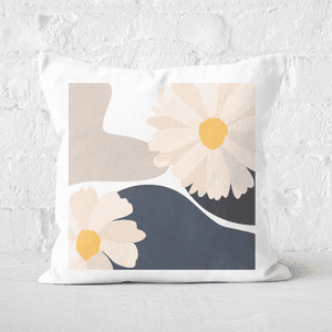 Pressed Flowers Abstract Daisies Square Cushion