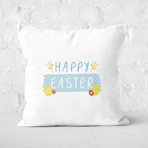 Pressed Flowers Happy Easter Square Cushion