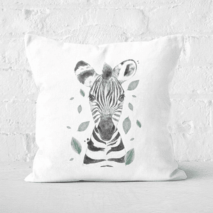 Pressed Flowers Zebra And Leaves Square Cushion