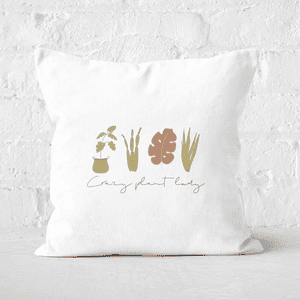 Burnt Orange Crazy Plant Lady Square Cushion