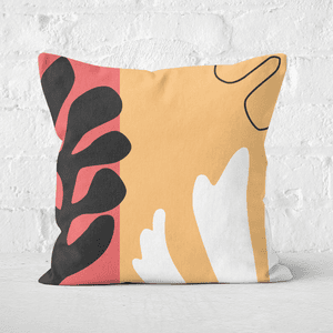 Pressed Flowers Abstract Warm Leaves Square Cushion