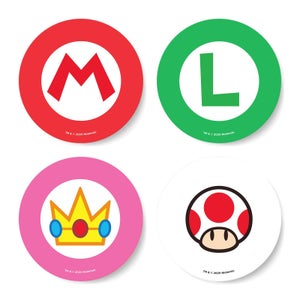 Nintendo Super Mario Circular Character Icons Coaster Set
