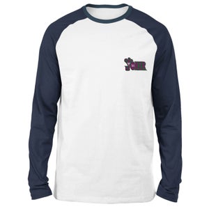 T-shirt à manches longues Raglan DC Joker - Brodé - Blanc/Bleu Marine - Unisexe